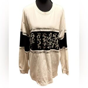 PINK Victoria's Secret White and Black leopard sequin top